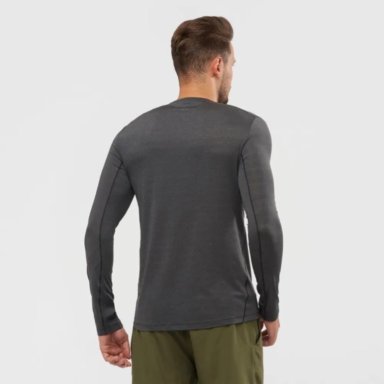 Camiseta Salomon Outline Long Sleeve Hombre Negros | MX TVOX390